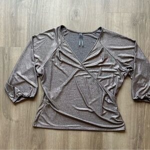 Anthropologie Shimmering Metalic WrapTop